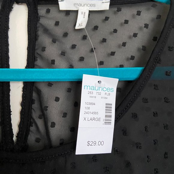 Maurices NWT Women's Ruffled Dot Print Chiffon Yoke Short Sleeve Tee Size XL - Picture 4 of 7